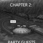 Chapter 2: Party Guests SFX: BING BONG It's 08:00, the tower chime sounds out and morning comes to the unchanging dark side of Ixion-3. The huge protective berm surrounding the even taller launch loop towers over the kilometer wide circle of the habitat dome. Massive rail tracks, building sized cranes, and neatly arranged piles of scrap lie to the right of the small habitable area.